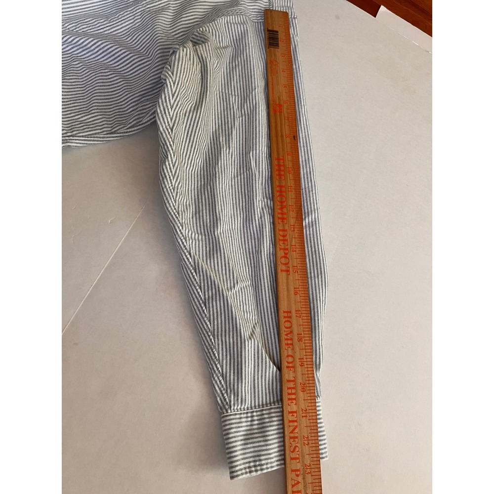 Ralph Lauren Big Shirt Mens Large Blue White Striped Cotton Button Down Pocket - Picture 6 of 8